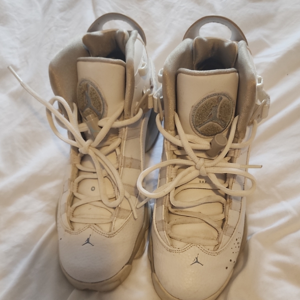 Jordan White High-Top Sneakers with Suede Accents